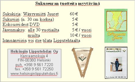 Sukuseuran tuotteita
